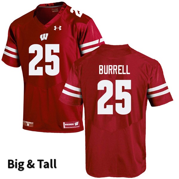 Wisconsin Badgers Men's #25 Eric Burrell NCAA Under Armour Authentic Red Big & Tall College Stitched Football Jersey VZ40V20NA
